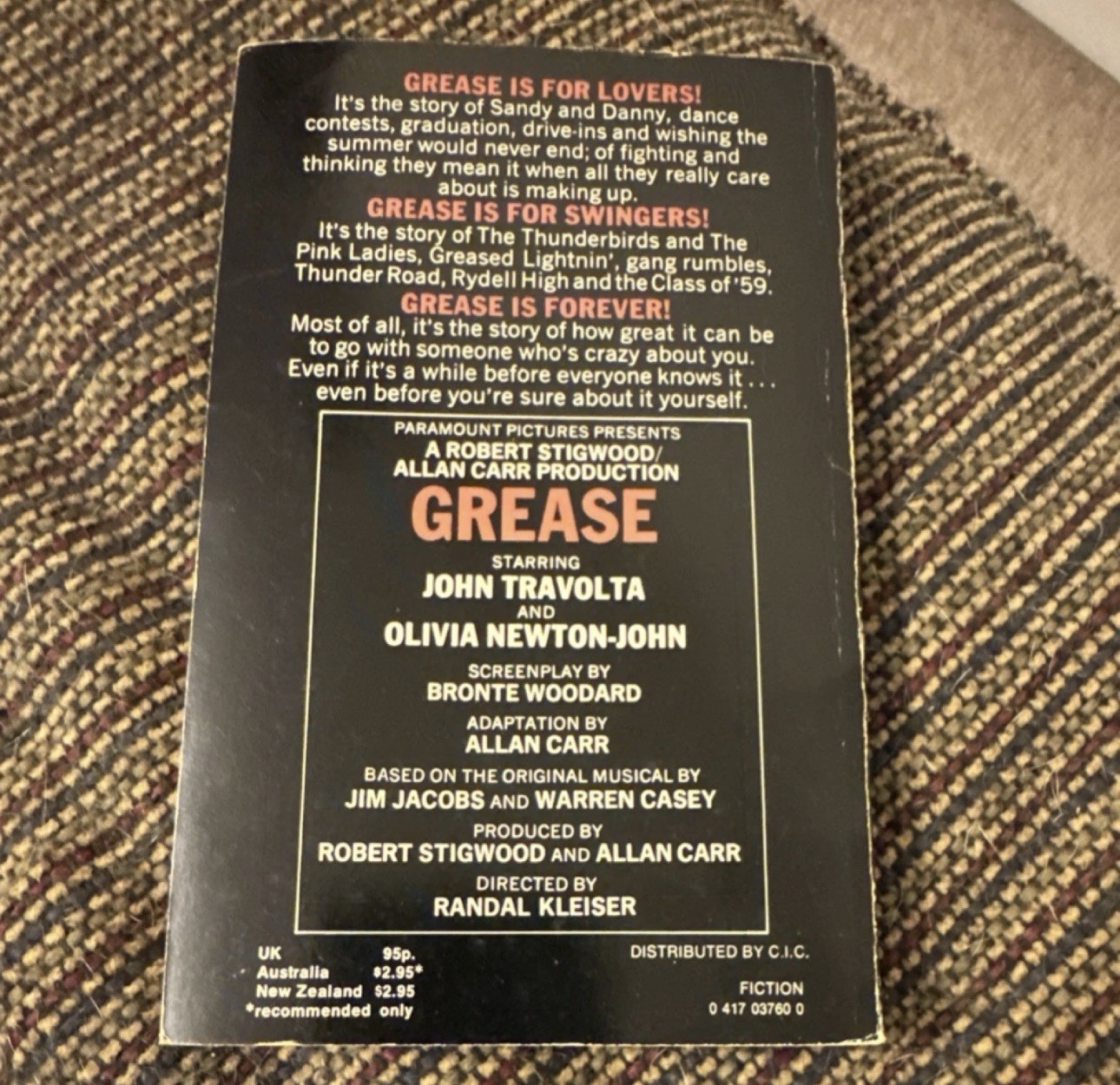 Grease Paperback Film/TV Adaptation by Ron De Christoforo & Bronte Woodard