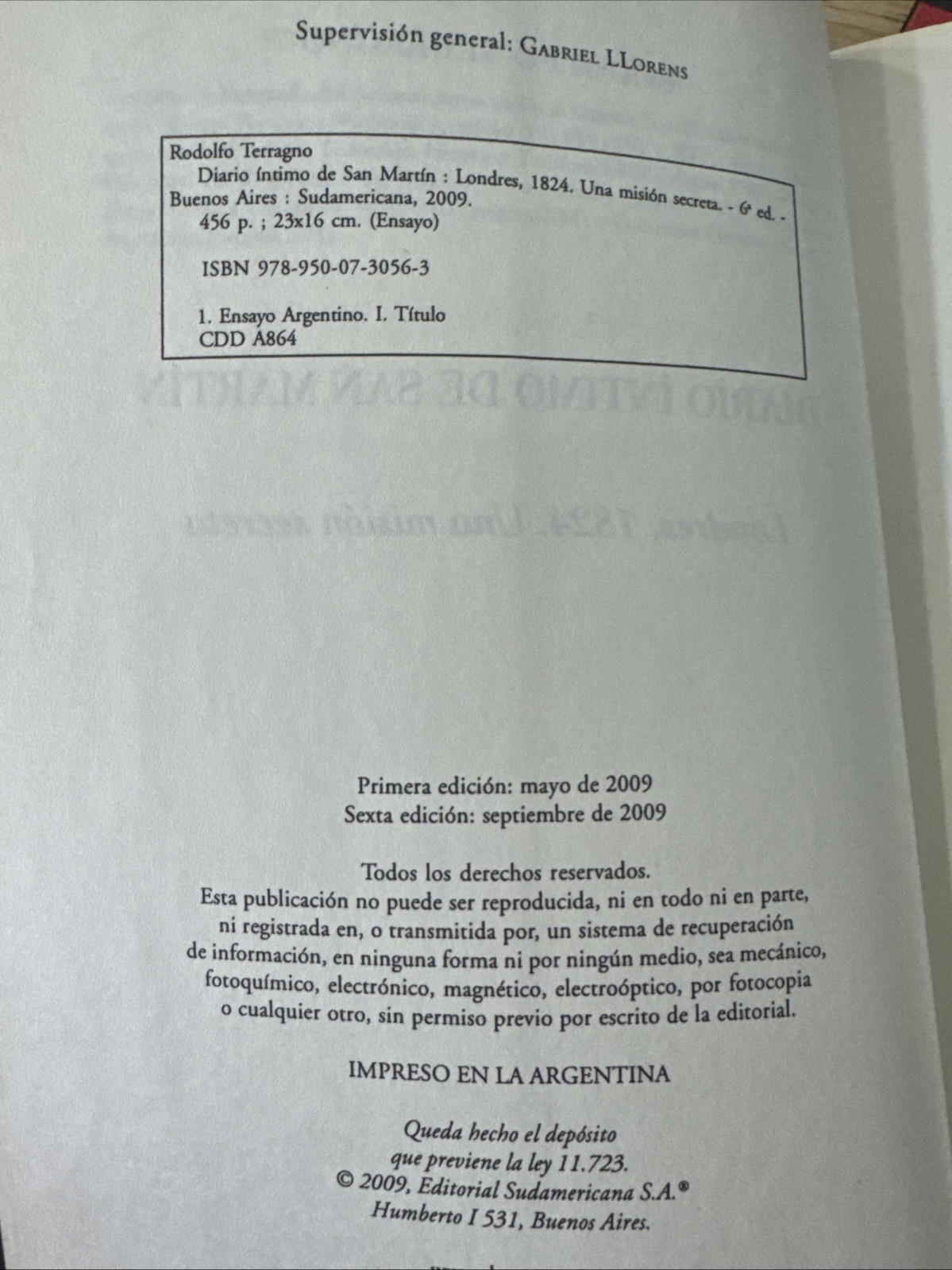 DIARIO INTIMO DE SAN MARTIN (Spanish Edition) – Rodolfo Terragno .L.New