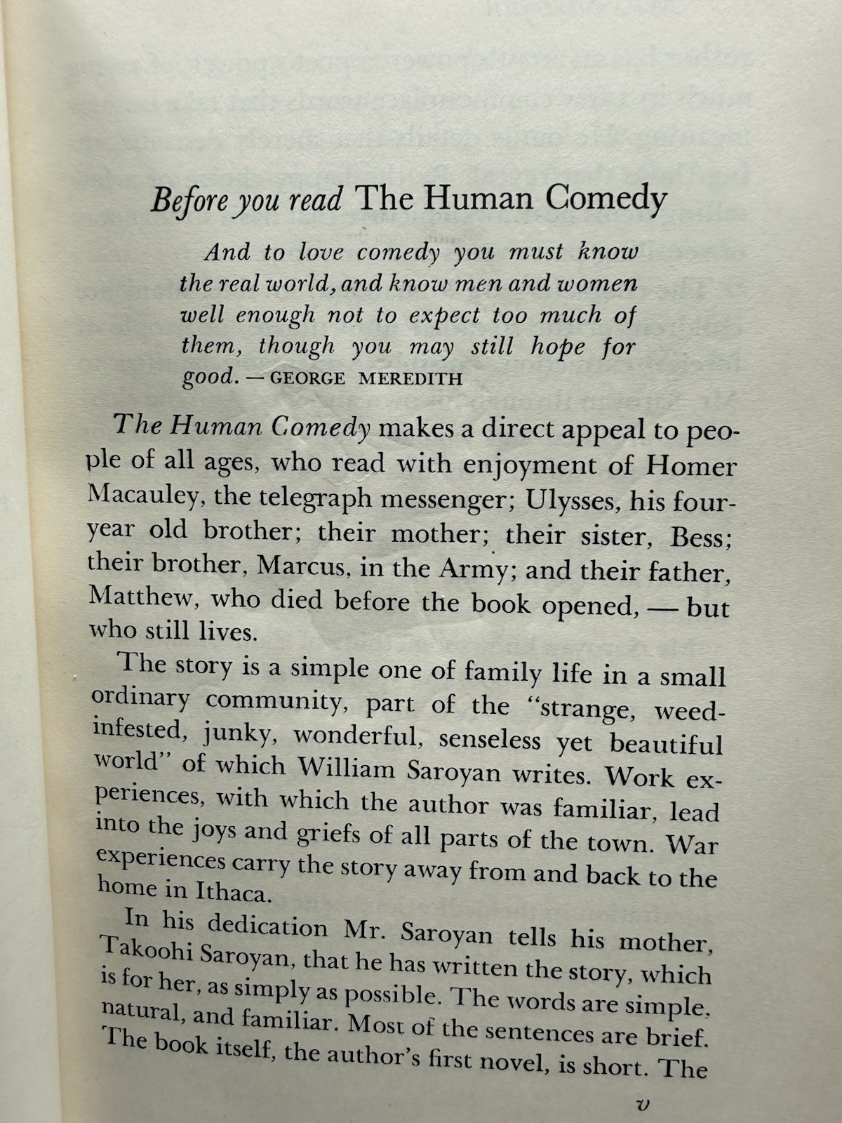 The Human Comedy William Saroyan 1944 HC Don Freeman Harcourt Brace