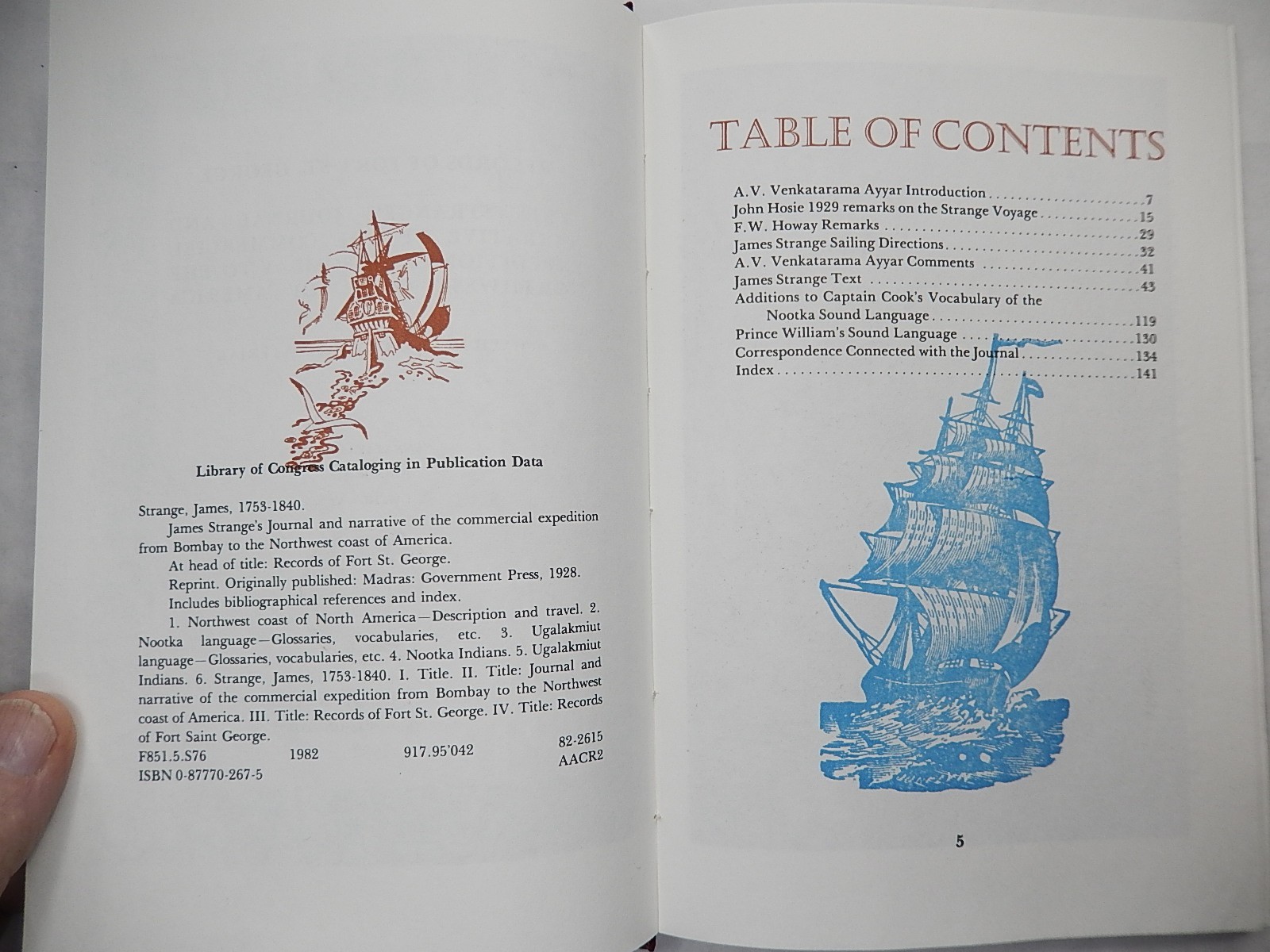 James Strange’s Journal: Bombay to NW Coast of America 1785-1787, 1982, Hardcove