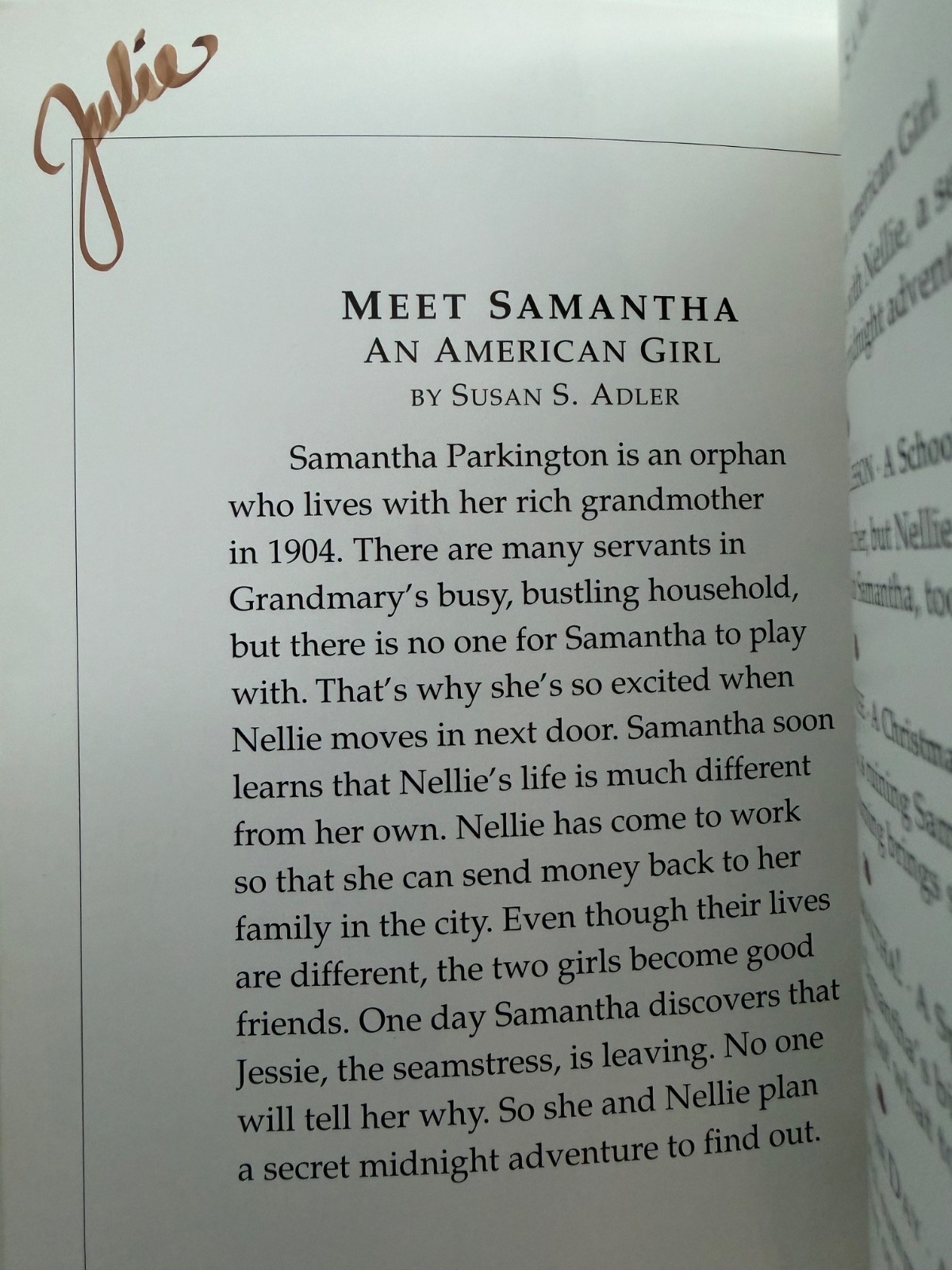 Vintage Pleasant Company American Girl Samantha Book Set 1-6 w/ Postcards
