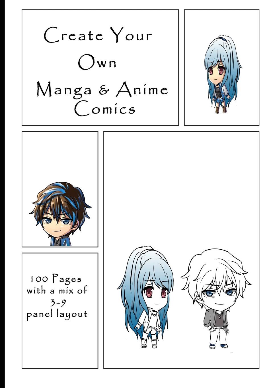 Create Your Own Manga & Anime Comics: 100 Pages with a mix of 3-9 panel layo…