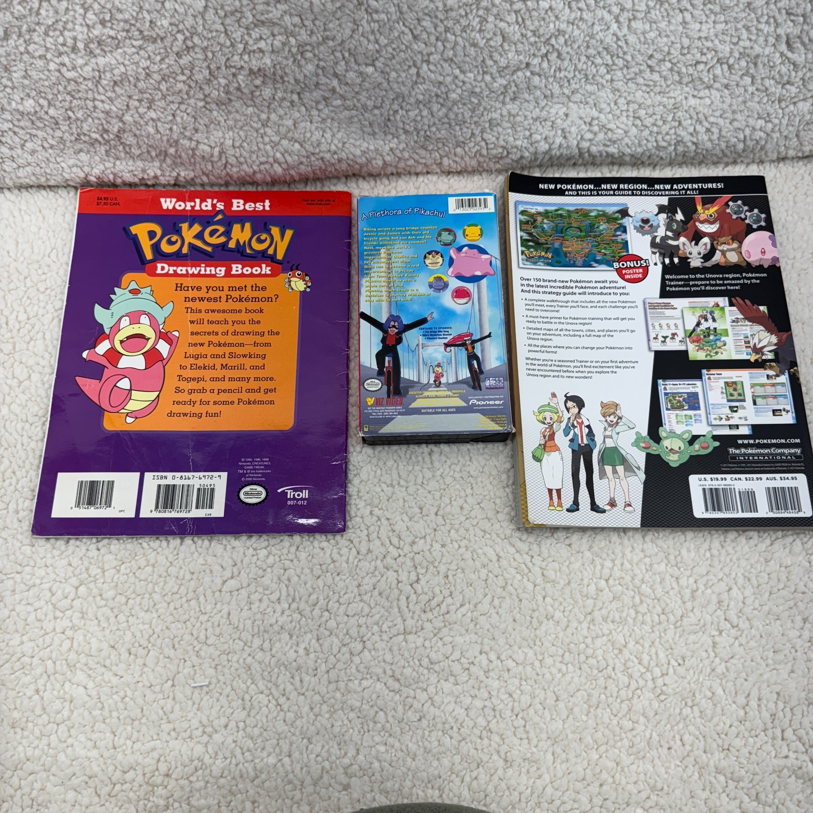 Lot of 8 Pokémon Books + VHS – Drawing, Sinnoh, Black & White Strategy Guide