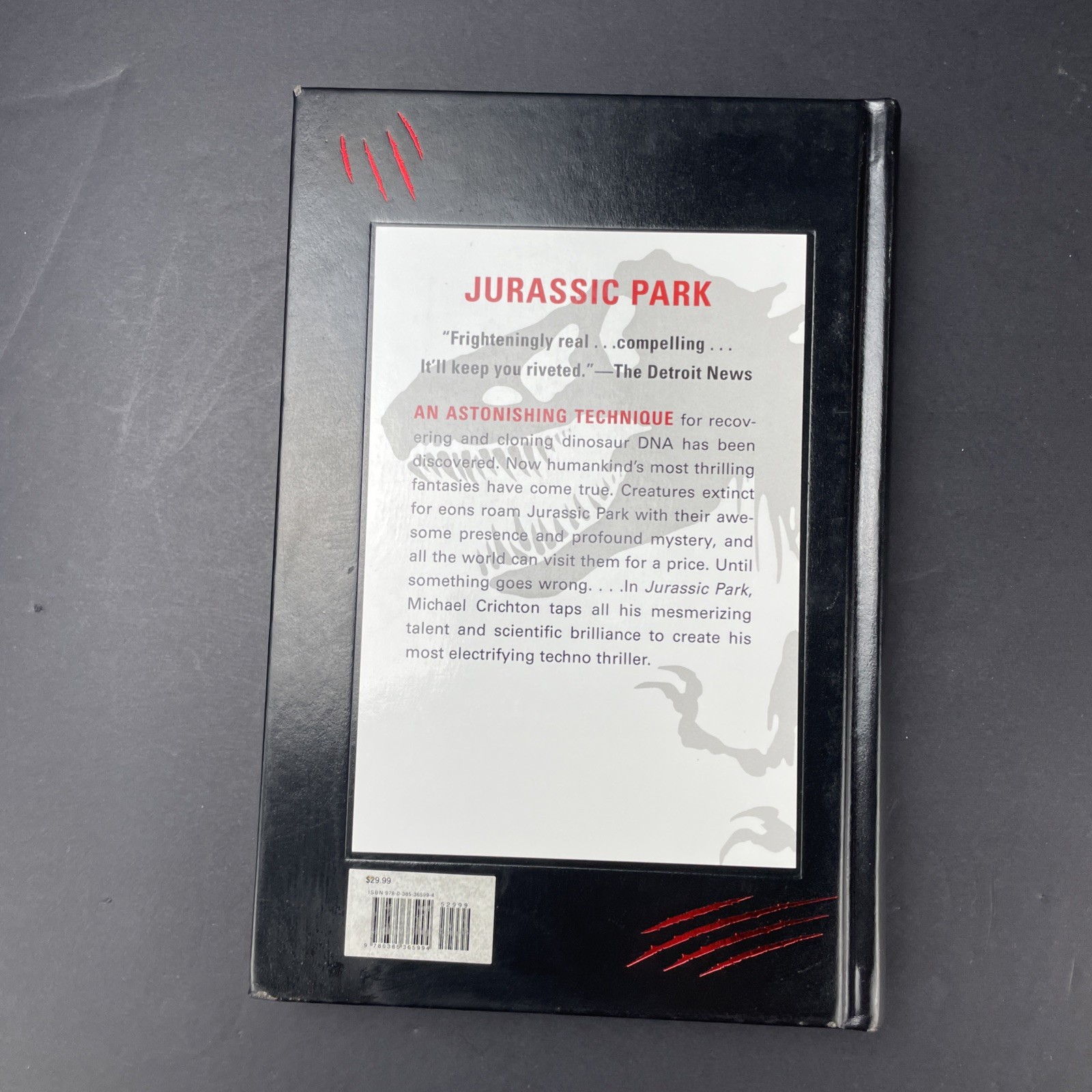 Jurassic Park Michael Crichton Hardcover Proprietary Edition Black Red TRex 2017