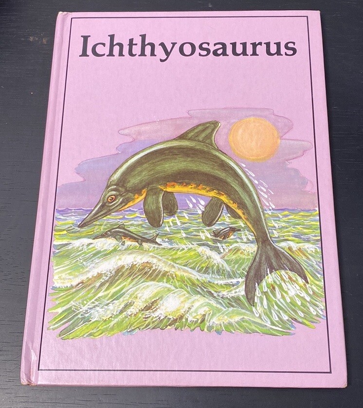 Vintage Rourke Dinosaur Library Books Orange Pink Lavender Decorative Bookshelf