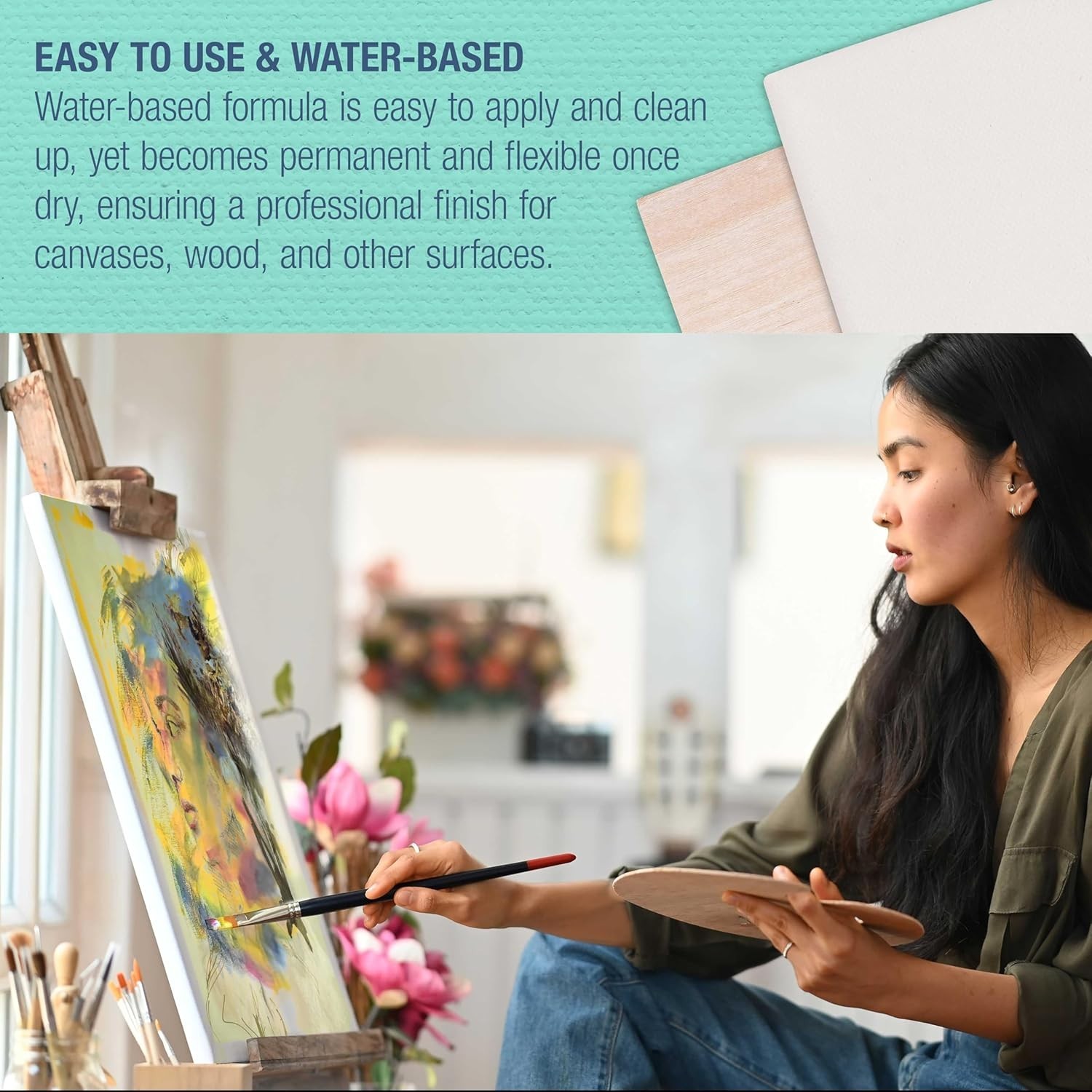 White Gesso Primer 16.9oz – Non-Toxic Gel for Artists’ Canvas Prep