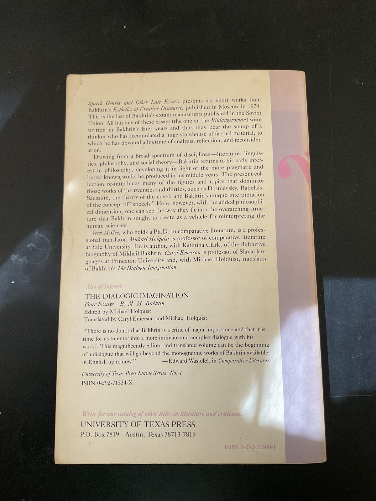 Speech Genres & Other Late Essays M.M. Bakhtin 1987 Paperback University of