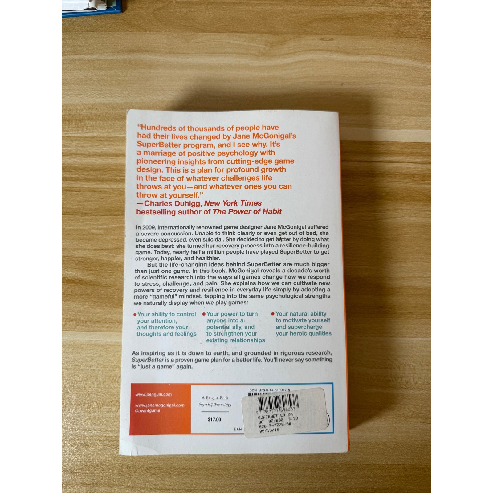 SuperBetter Jane McGonigal New York Times Bestseller Book Gamefully Living
