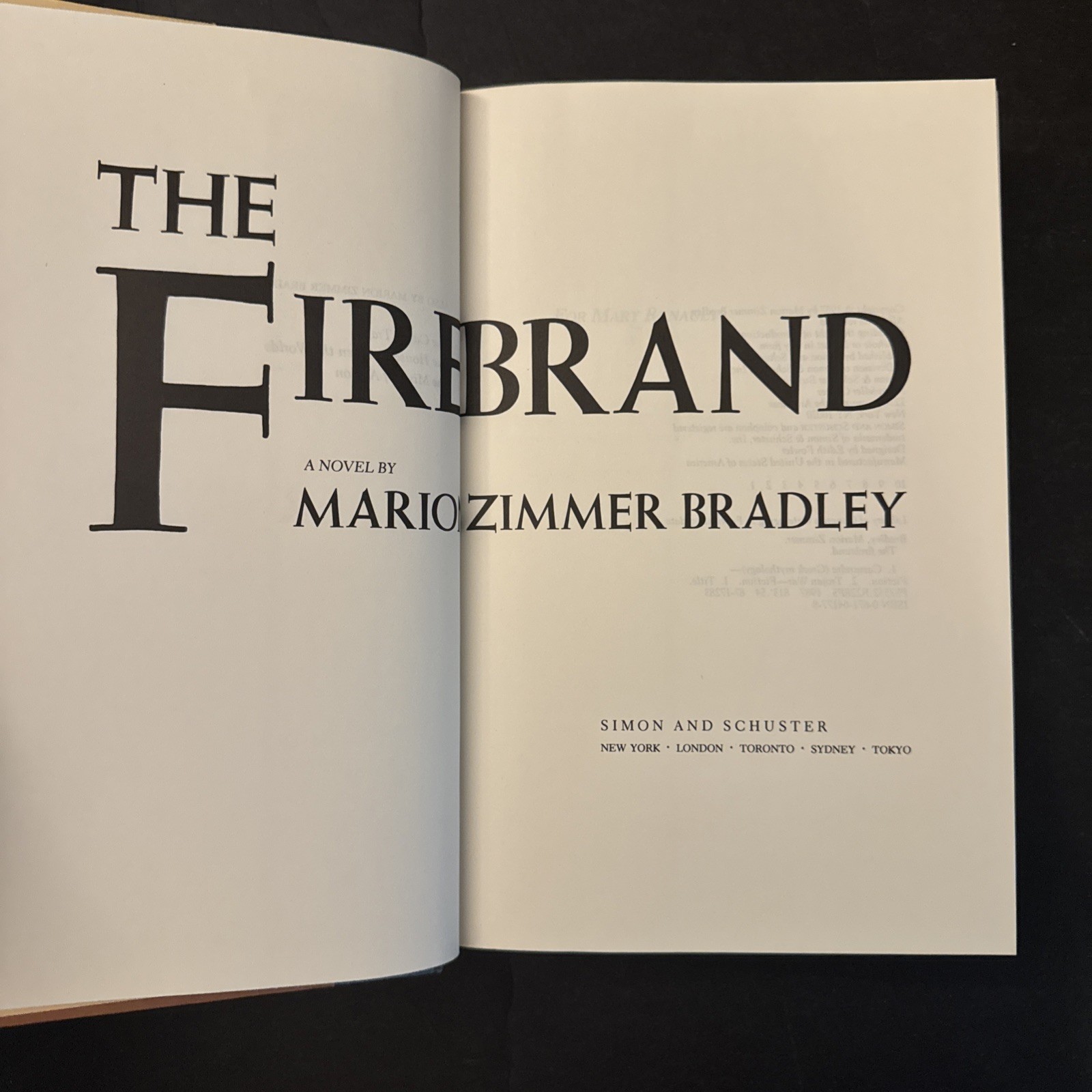 The FIREBRAND by Marion Zimmer Bradley 1987 First Edition Hardcover