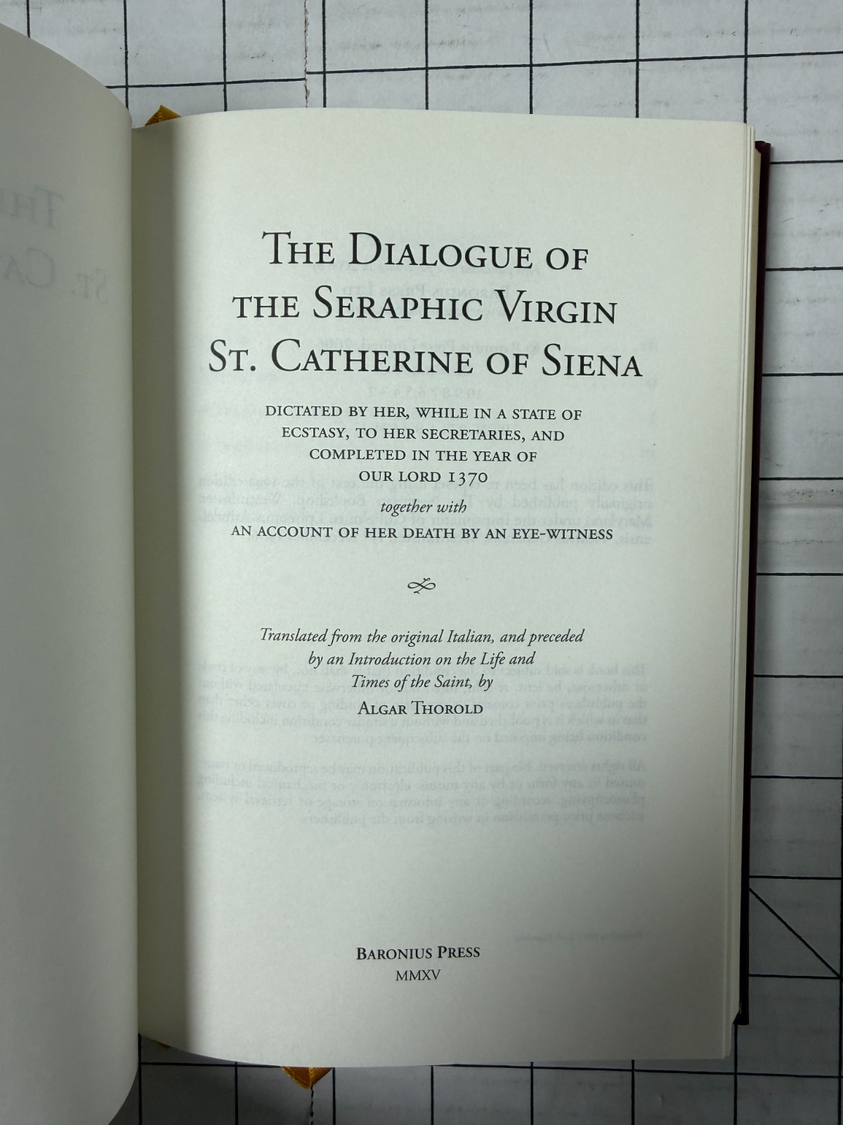 The Dialogue of the Seraphic Virgin St. Catherine of Siena 2015, HC Baronius