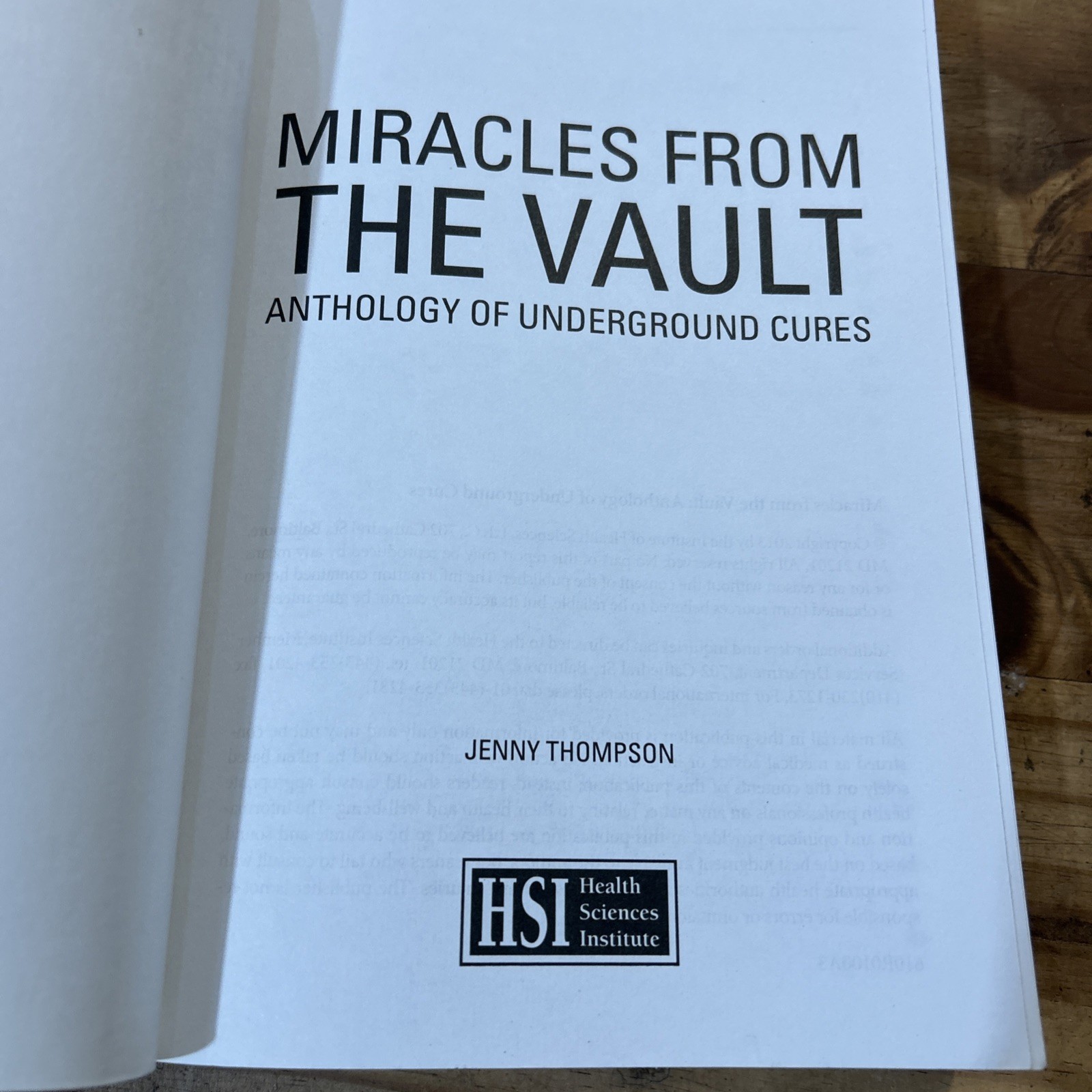 Miracles From The Vault by Jenny Thompson (Paperback, 2013) Underground Cures