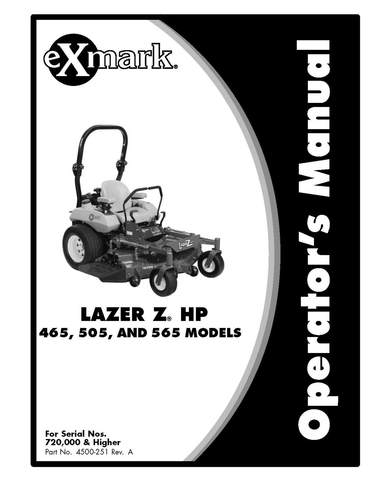 eXmark Lazer Z HP Operators Manual & Part List LHP19KA465 465505565