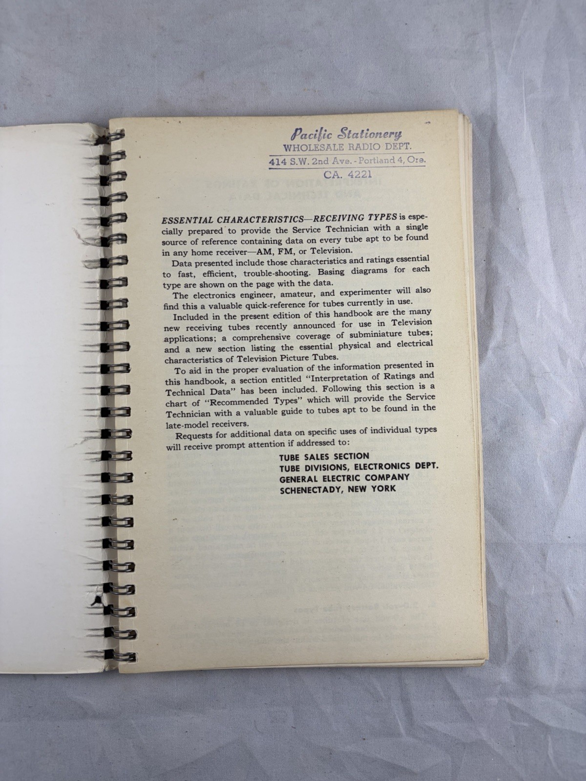 1950s GE Electronic Tubes Essential Characteristics General Electric Tube Manual