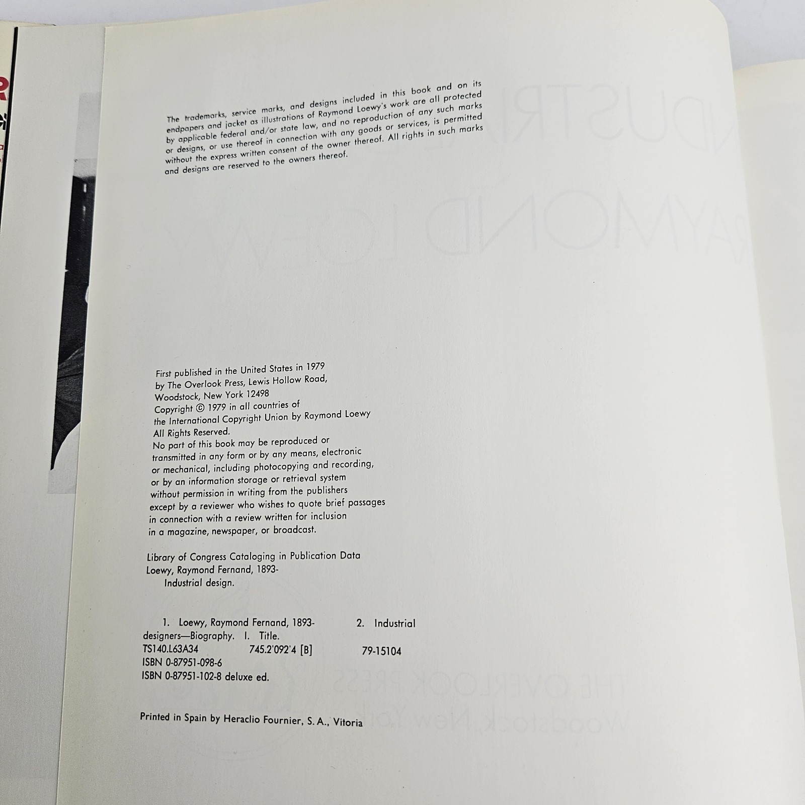 Raymond Loewy Industrial Design 1979 HC Overlook Press Early Printing