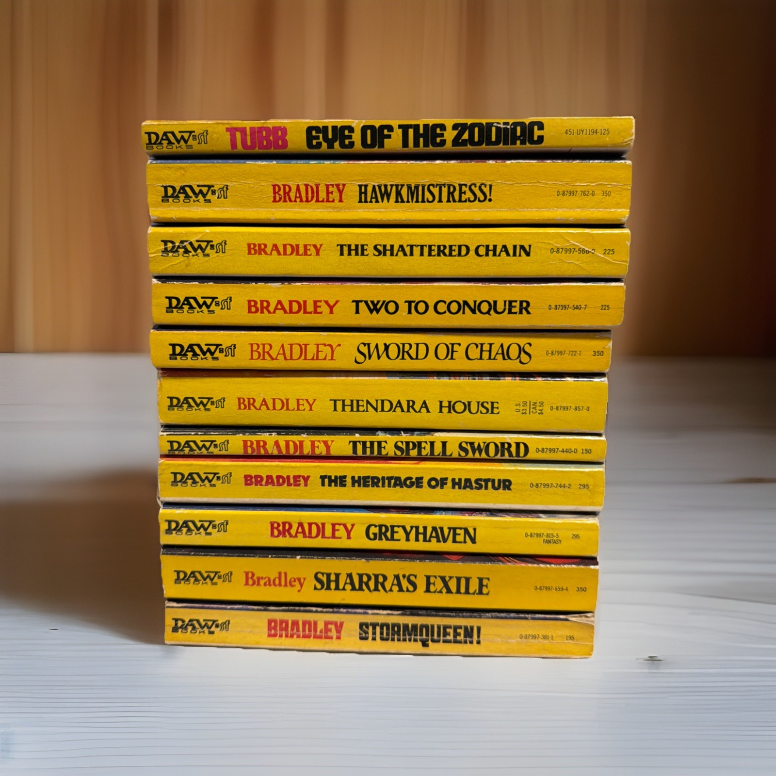 Vintage Lot Of 11 Daw Sci Fi Yellow Books Bradley & Tubb