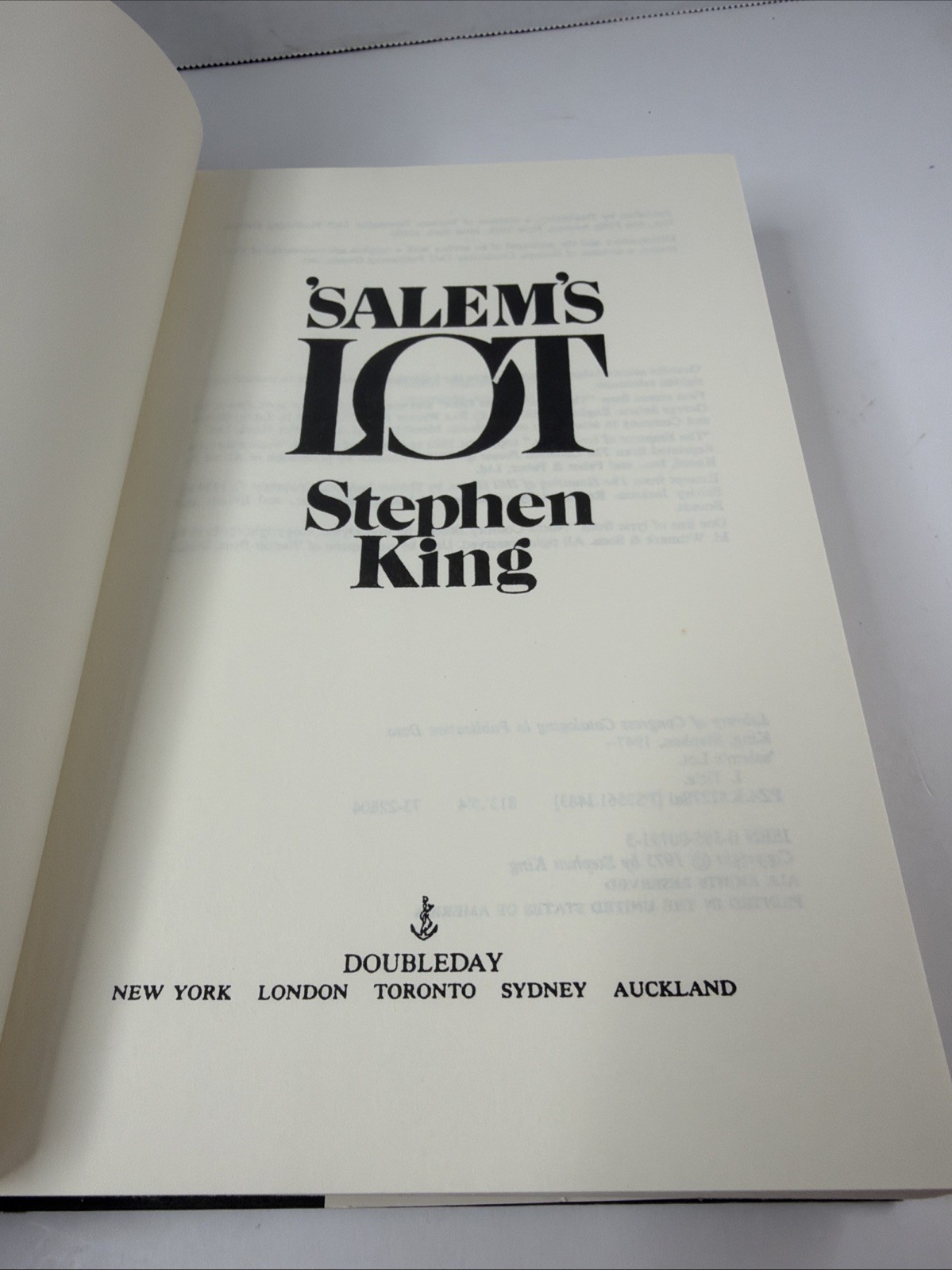 Stephen King- Salem’s Lot Hardcover Book 1975 Doubleday Dust Jacket It