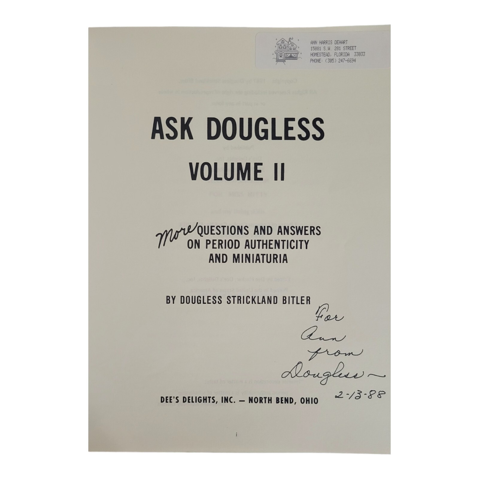 Ask Dougless Volume 1 Revised Volume 2 by Dougless Strickland Bitler Signed 80s