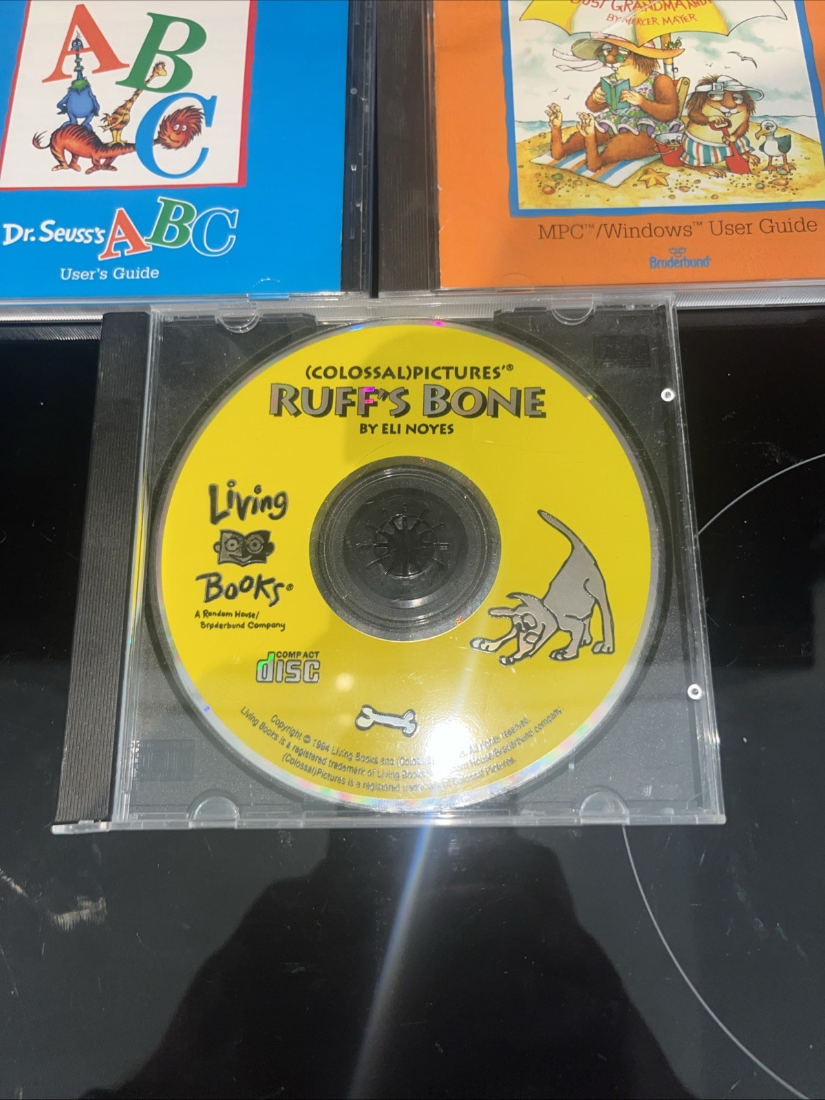 Lot of 3 Living Books CD-ROMs: Dr. Seuss ABC, Just Grandma & Me, Ruff’s Bone