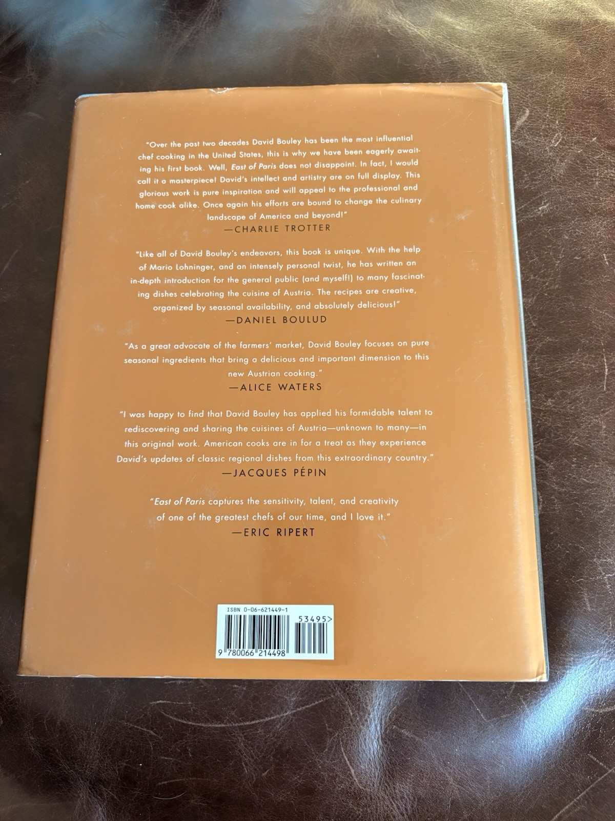 David Bouley SIGNED East Of Paris 2003 Hardcover 1st Edition AUTOGRAPHED