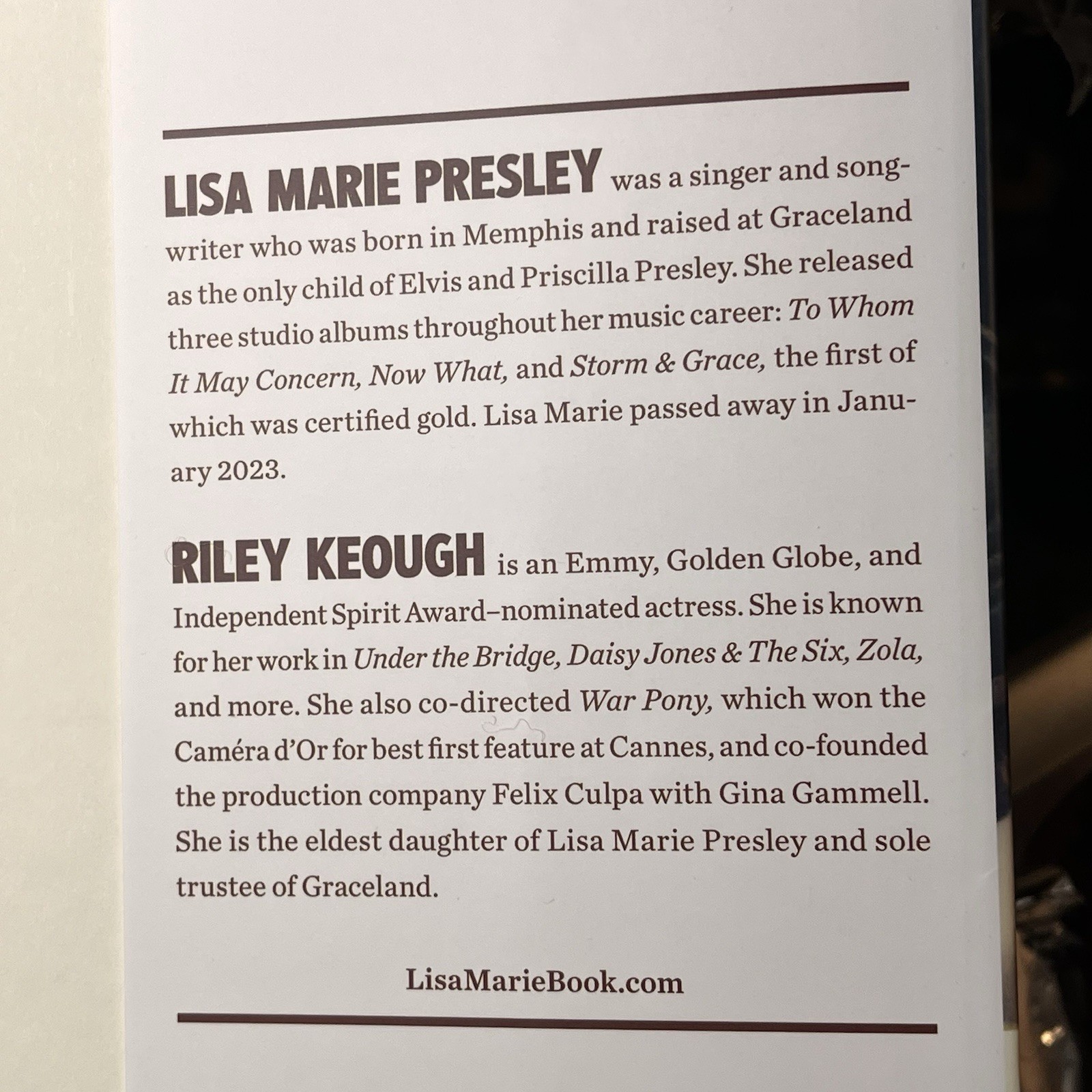 From Here to the Great Unknown: A Memoir by Lisa Marie Presley & Riley Keough