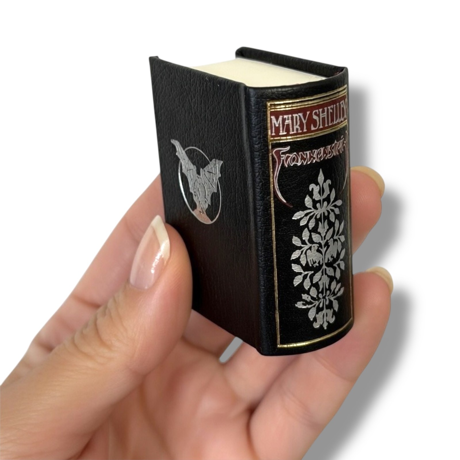 Frankenstein by Mary Shelly tiny book leather hardcover slipcase made in Germany