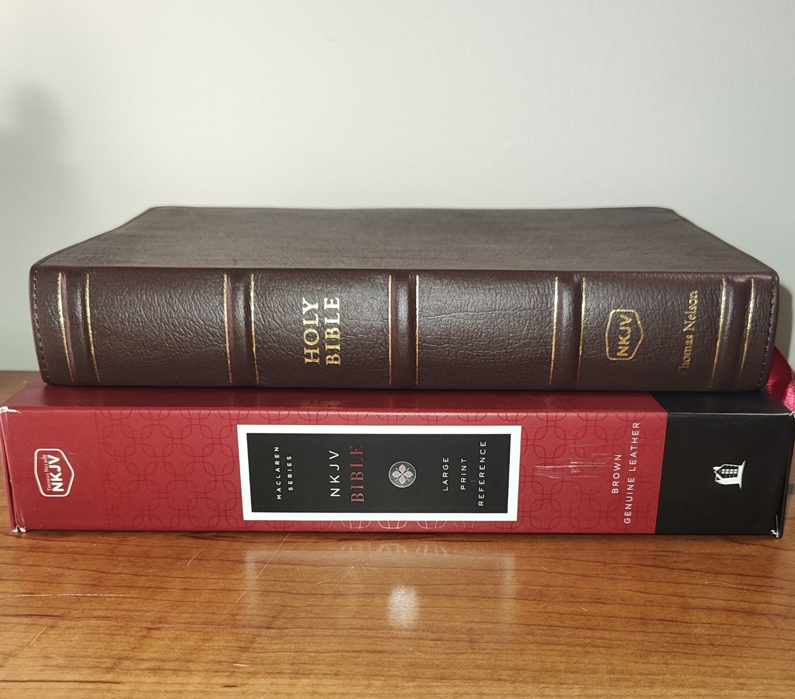 NKJV Large Print Verse-By-Verse Reference Bible – Brown Genuine Leather Maclaren