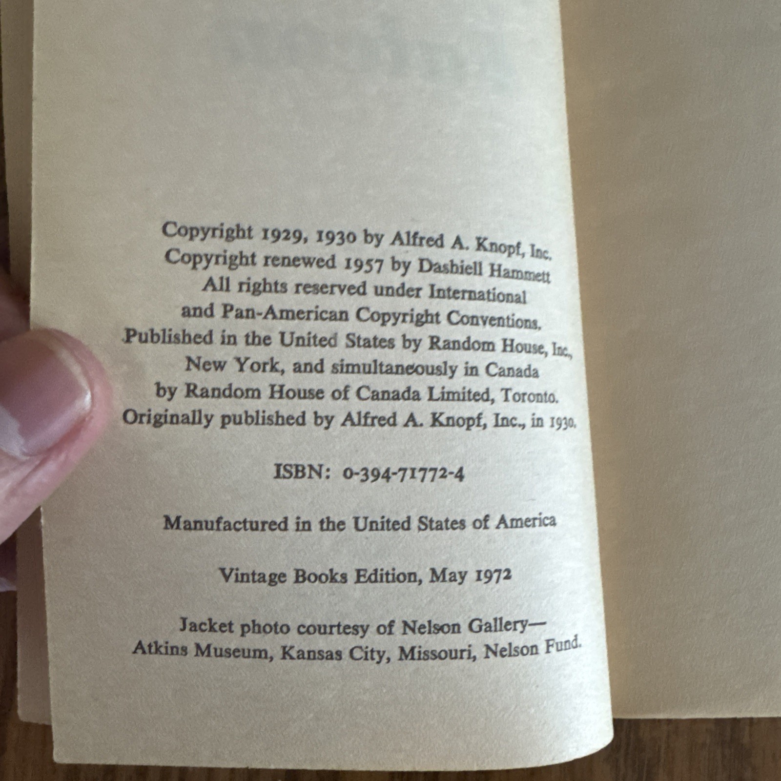 Dashiell Hammett – The Maltese Falcon – Vintage Books Edition 1972 – UNREAD