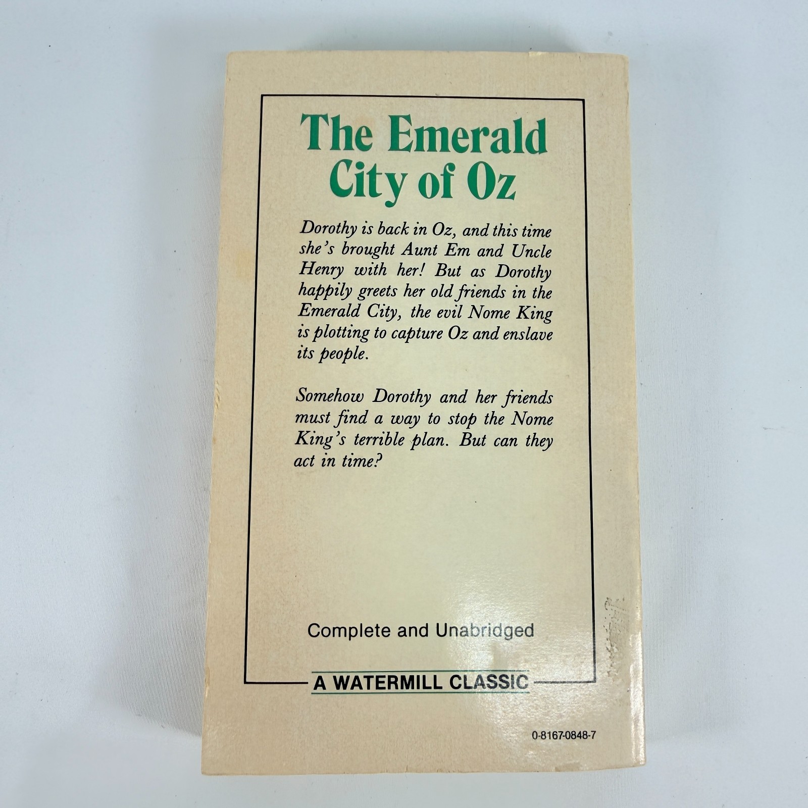The Emerald City of Oz Wizard of Oz L. Frank Baum Vintage PB Book Watermill 1987