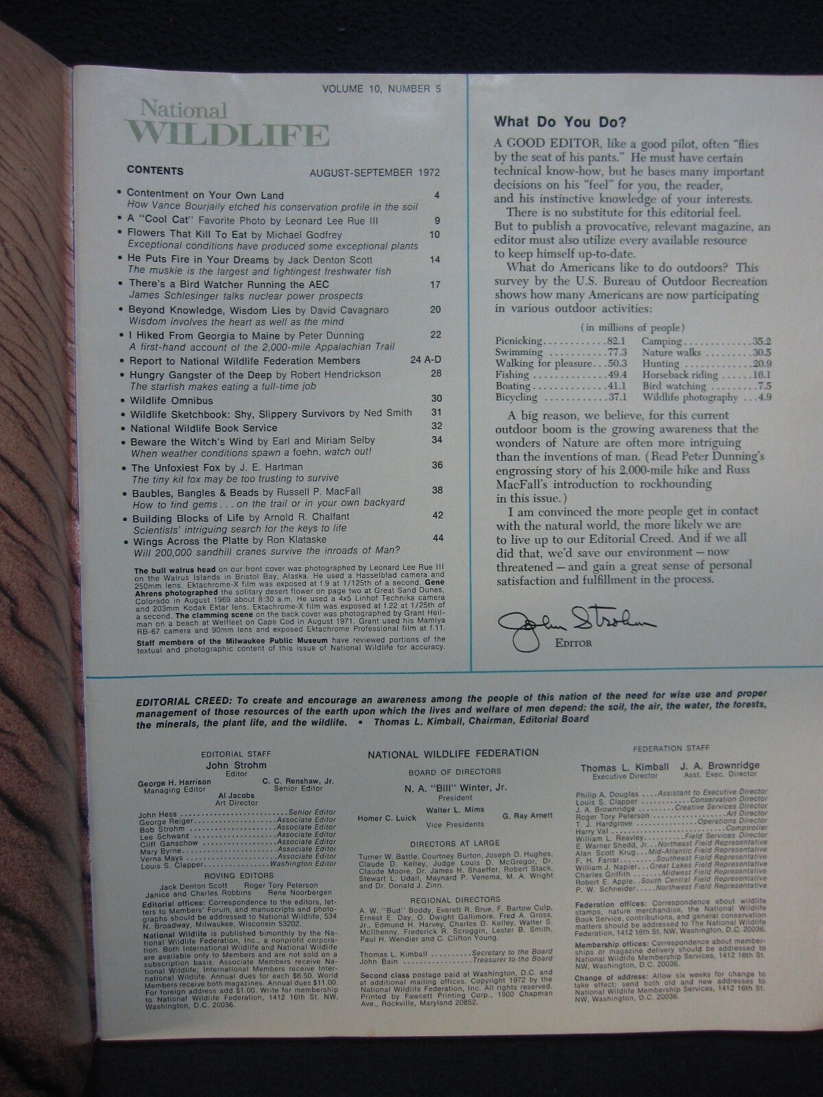 National Wildlife Magazine August/September 1972 [Single Issue Magazine] Natio..