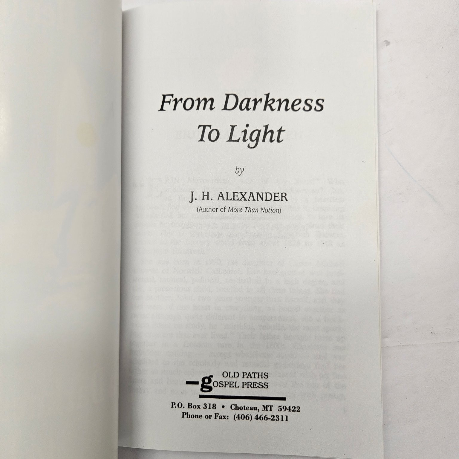 Old Paths Gospel from Darkness to Light Children’s Heritage Christian Alexander