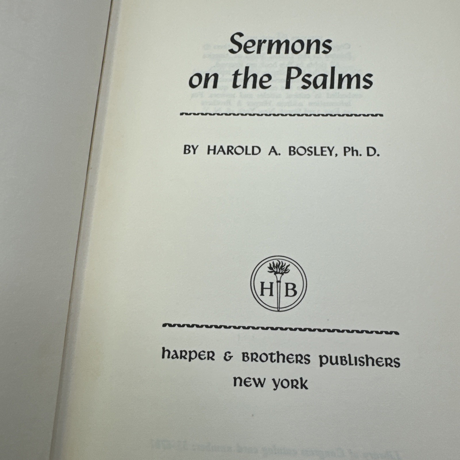 Sermons on the Psalms Harold A. Bosley 1956 HC Harper & Bros Vintage Christian