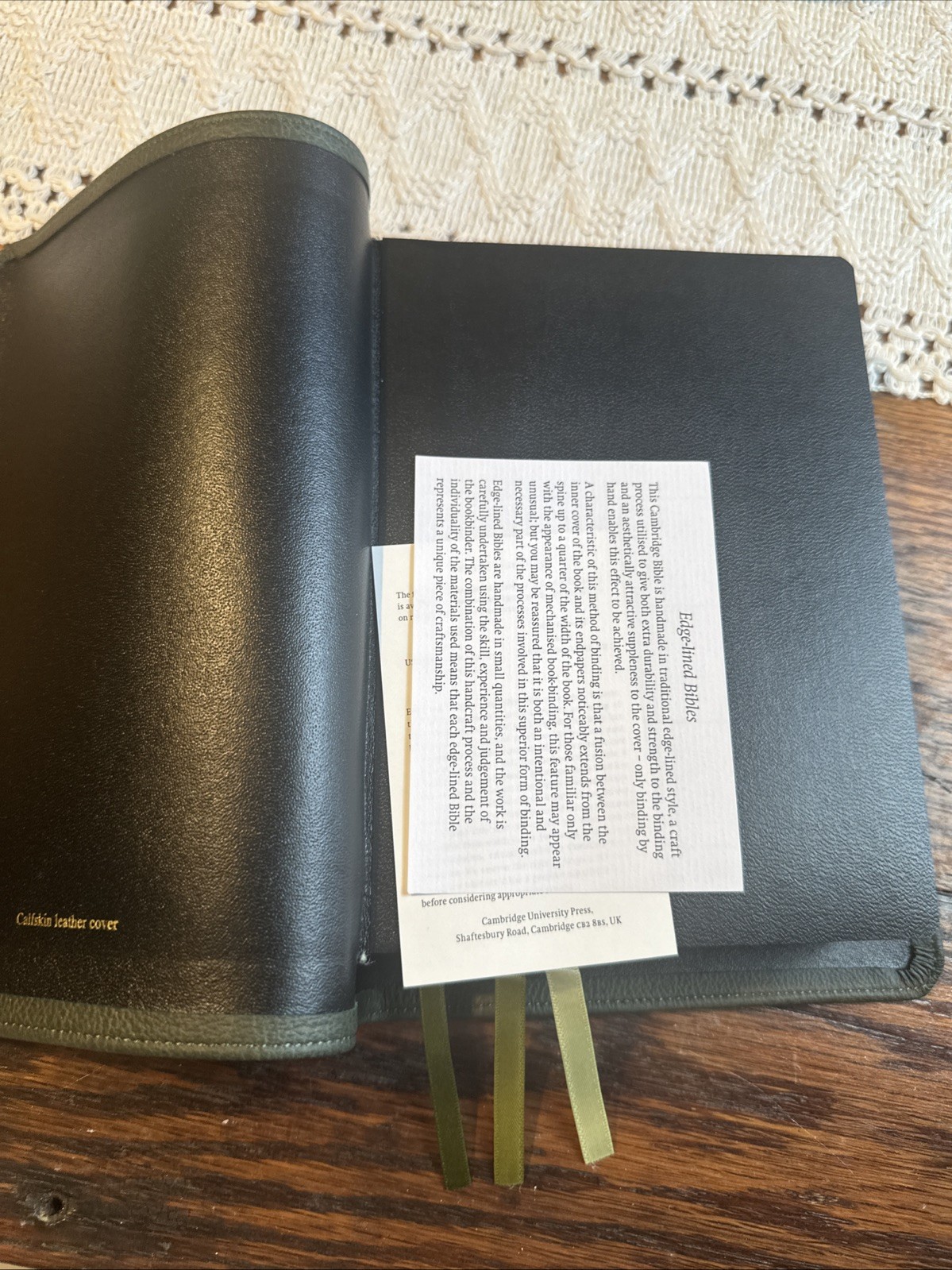 Cambridge Clarion KJV Ref BIBLE GREEN Calfskin Like New