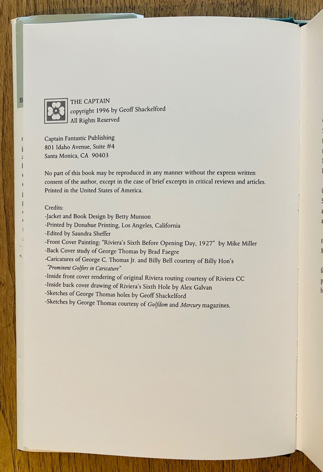 Captain: George C. Thomas Jr. and His Golf Architecture by G. Shackelford Ltd Ed