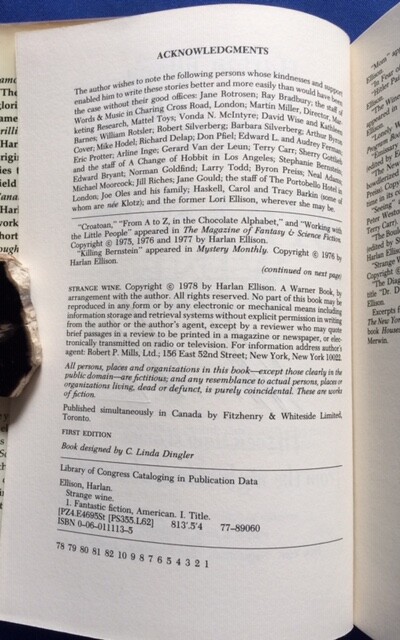STRANGE WINE- 1ST ED. INSCRIBED BY HARLAN ELLISON