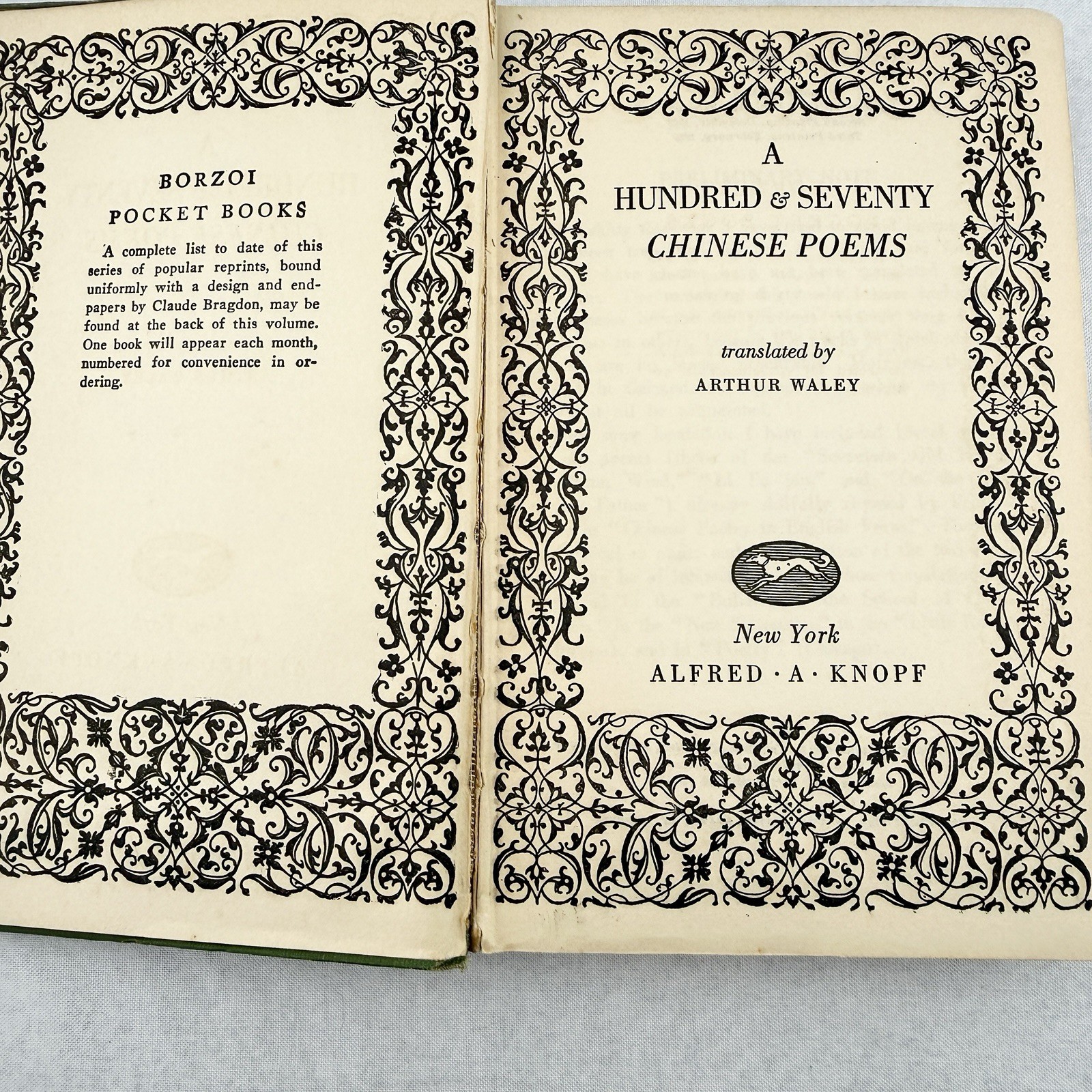 A Hundred and Seventy Chinese Poems – Borzoi Pocket Book – Arthur Waley -HC 1925