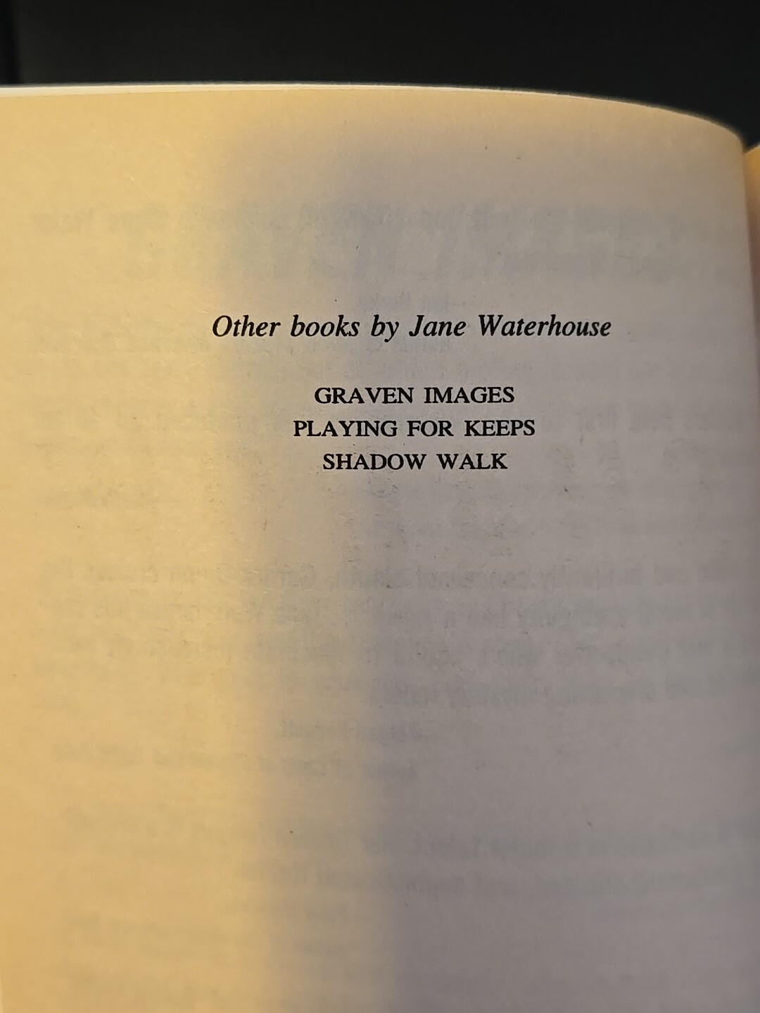 SHADOW WALK JANE WATERHOUSE PAPERBACK 1997