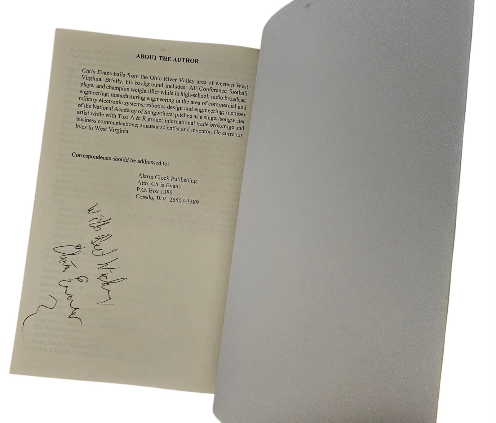 Alien Conspiracy Uraveling the UFO/Alien Mystery Chris B. Evans Book Signed USED