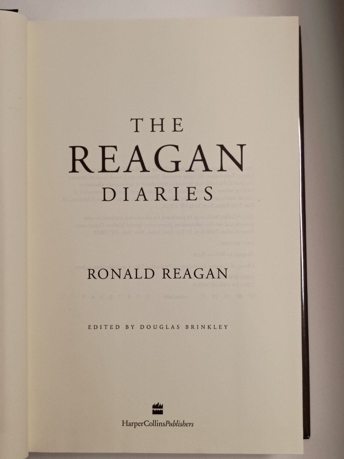 The Reagan Diaries by Douglas Brinkley – SIGNED copy Harper Collins HC