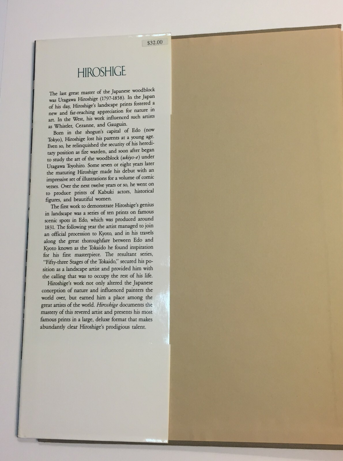 HIROSHIGE: JAPAN’S GREAT LANDSCAPE ARTIST by ISABURO OKA, 1992, HC DJ