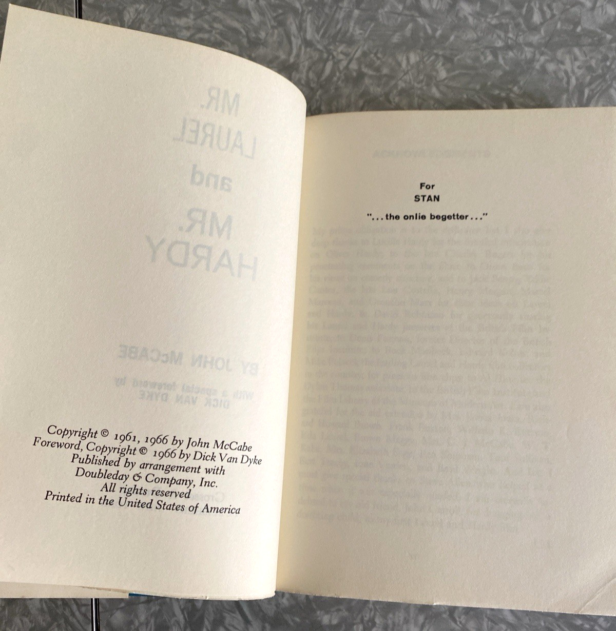 Mr. Laurel and Mr. Hardy John McCabe 1966 Edition HC DJ Dick Van Dyke Foreword