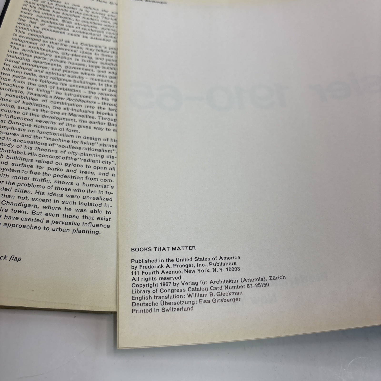 Le Corbusier, 1910-65 – W. Boesiger – Hardcover – 1 Dec. 1967 – RARE