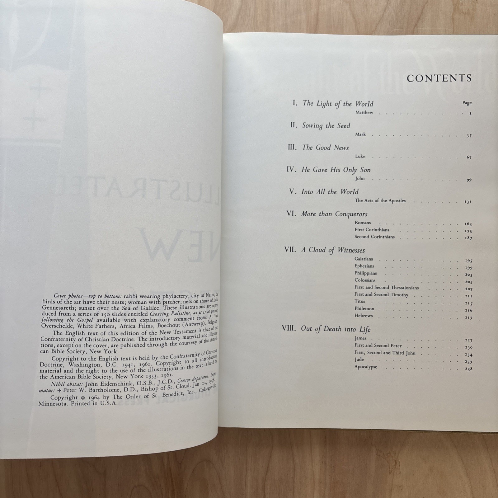 Illustrated New Testament 1964 Vtg Hardcover Liturgical Press Catholic