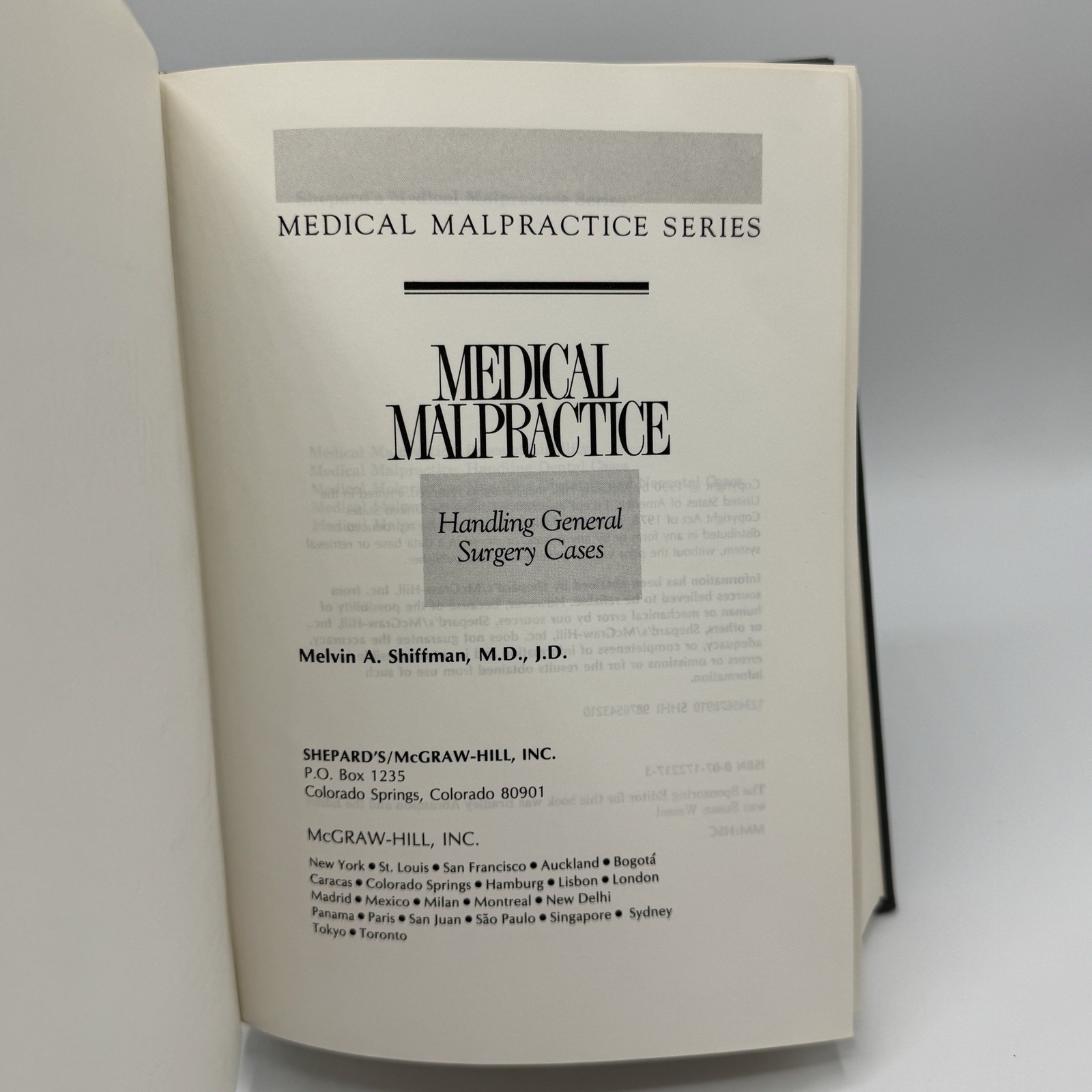 Medical Malpractice Book Lot Of 6 Mc Graw Hill / Shepards Law Emergency & Misc
