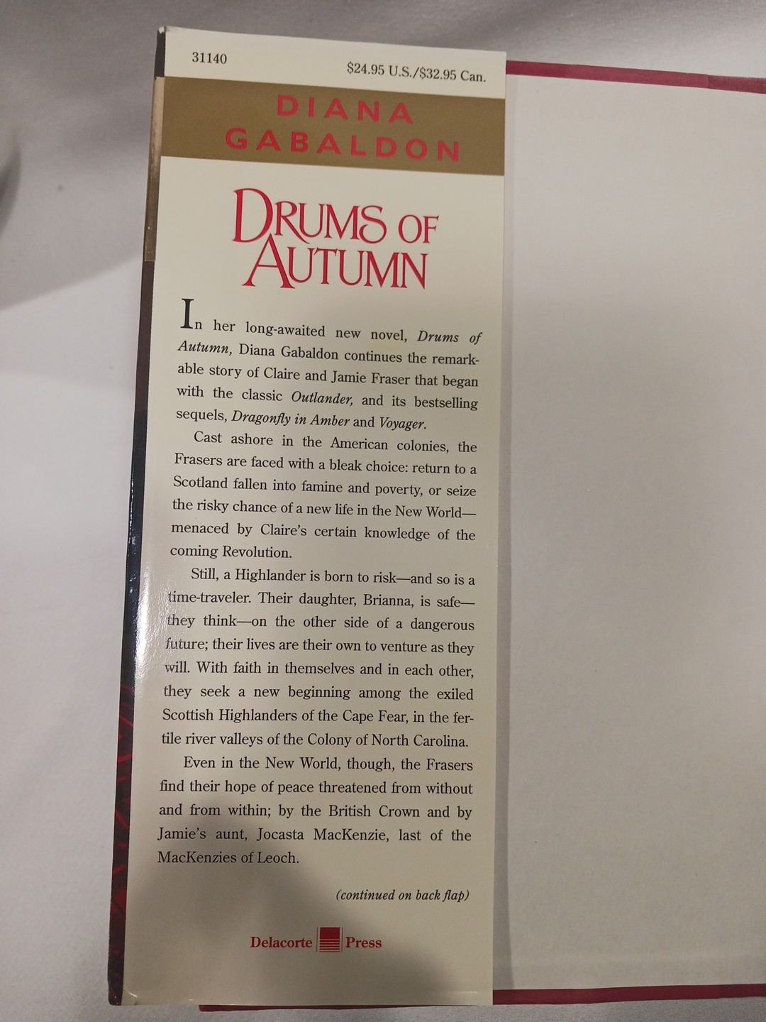 Drums Of Autumn Diana Gabaldon Outlander 1997 HARDCOVER 1st Edition 2nd Print VG