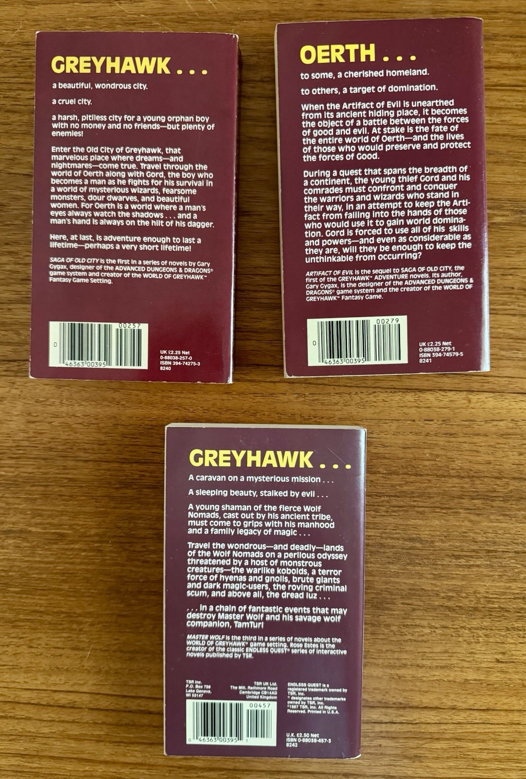 GARY GYGAX Greyhawk Adventures #1-3 Tsr 1985 PAPERBACK Book SET Rose Estes