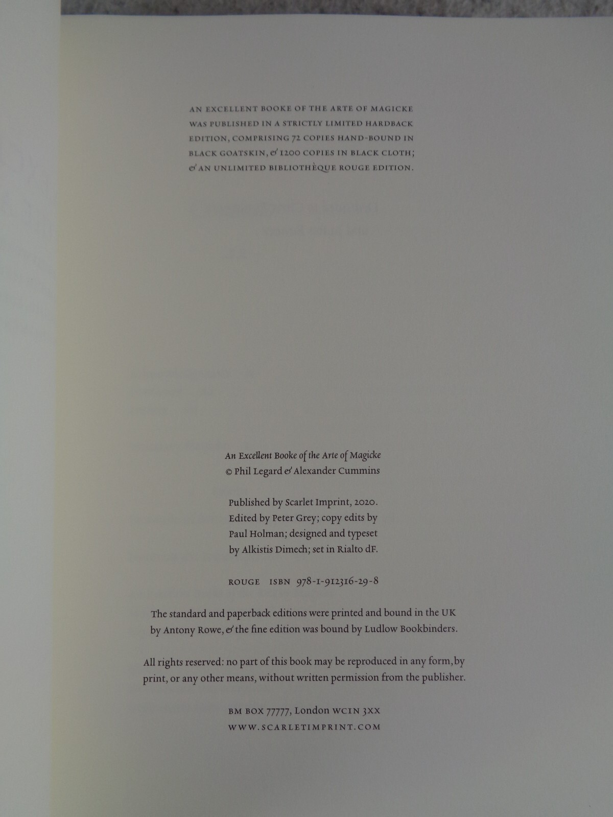 Excellent Booke Of The Arte Of Magicke Scarlet Imprint PB Bibliotheque Rouge