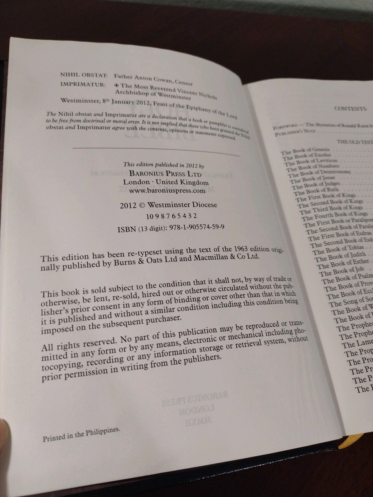THE HOLY BIBLE, KNOX VERSION, MSGR RONALD KNOX, 2012, Baronius Press Hardcover