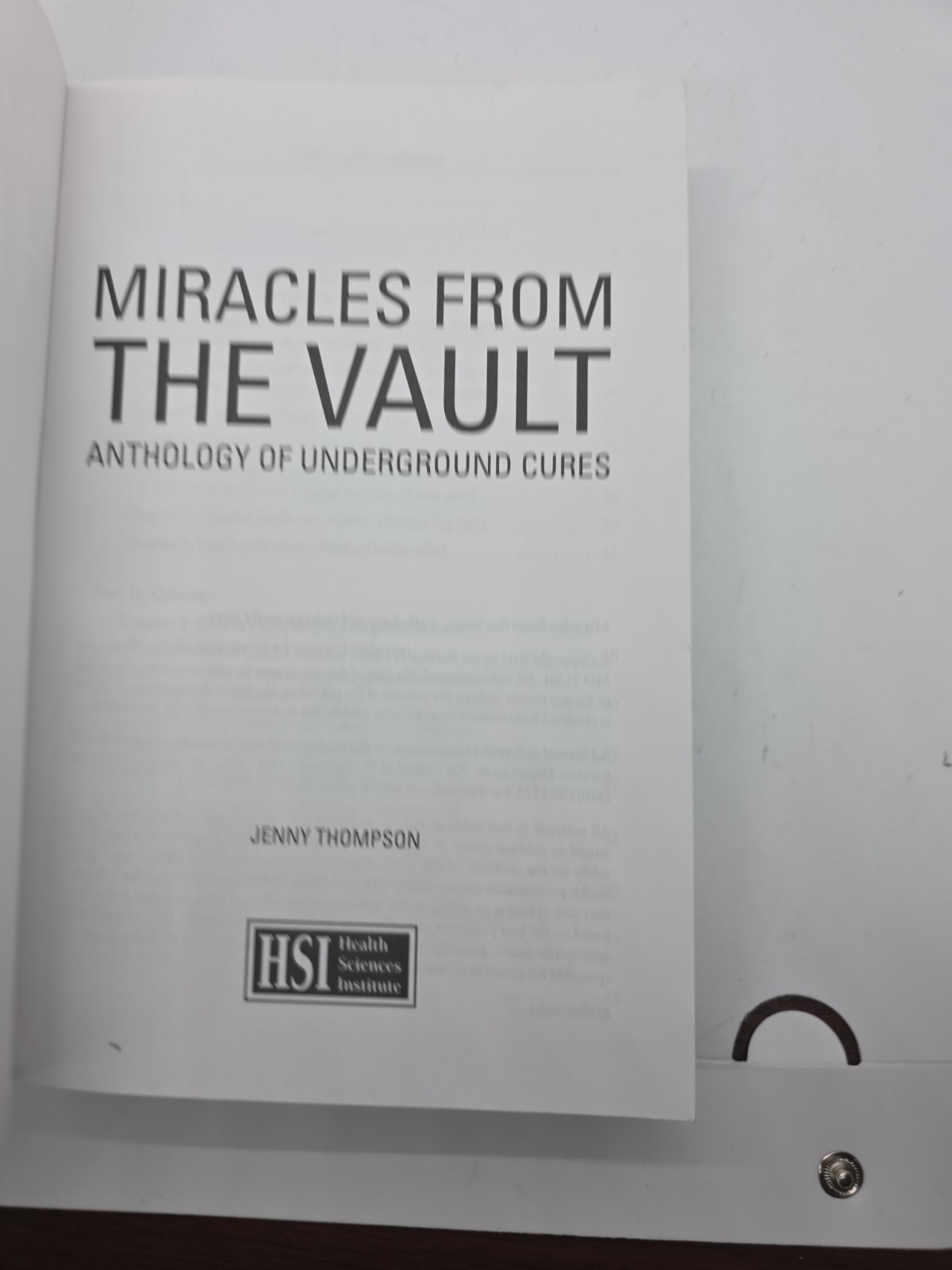 Miracles From the Vault: Anthology of Underground Cures by Jenny Thompson