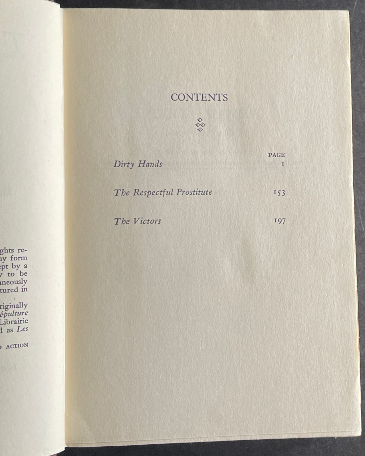 Sartre 1949 THREE PLAYS Knopf First American Edition Used Hardcover