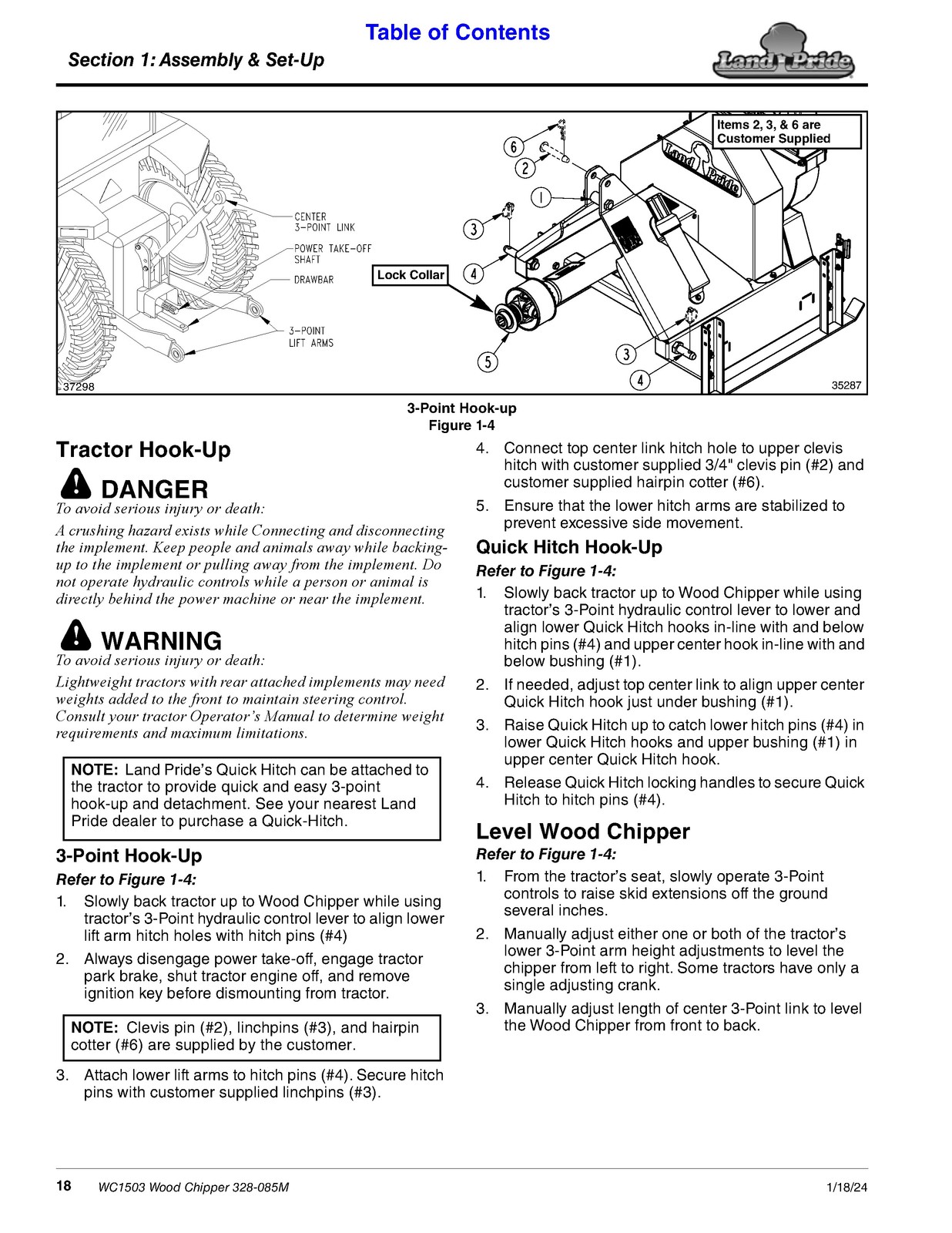 LAND PRIDE WC1503 Wood Chippers Operators Manual – WIRE BOUND – TOUGH COVERS
